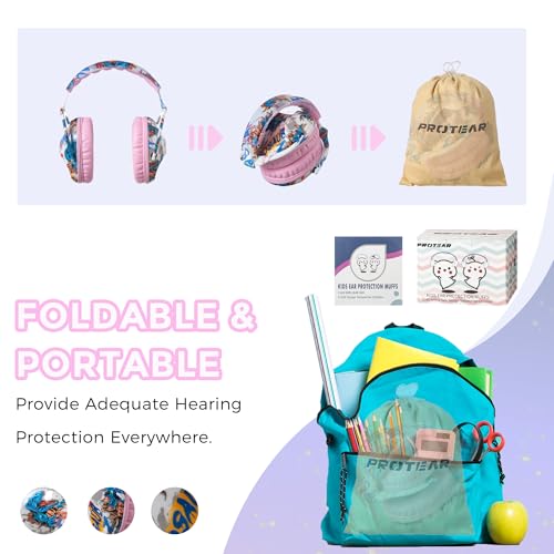 Kids Ear Protection Safety Ear Muffs, NRR 25dB Noise Reduction Children Earmuffs, Hearing Protectors for Sleeping, Studying, Airplane, Concerts, Fireworks-Dinosaur with Pink Band - color: Pink Band Dinosaur