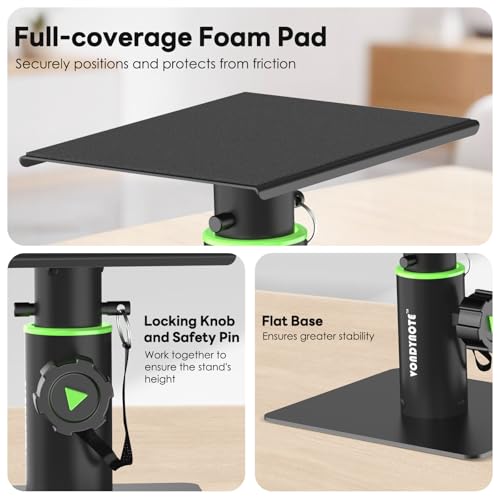 Vondynote 2-Pack Studio Monitor Stand Small 6" Tall Tablet Stand Holders | Desktop Speaker Stands, Height Adjustable, For Small Speakers, Projector, HiFi, Bluetooth Speakers - color: Standard