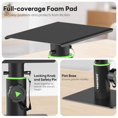 Vondynote 2-Pack Studio Monitor Stand Small 6" Tall Tablet Stand Holders | Desktop Speaker Stands, Height Adjustable, For Small Speakers, Projector, HiFi, Bluetooth Speakers - color: Standard