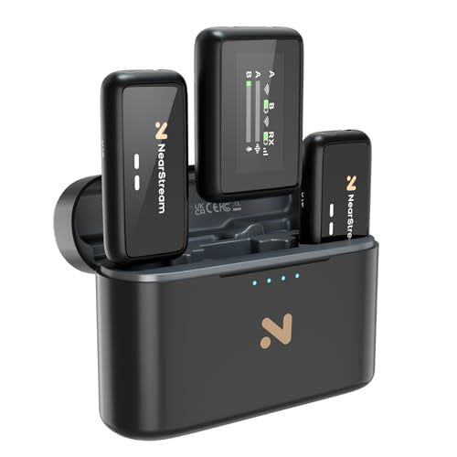 Wireless Lapel Microphone for iPhone/Android/Camera/PC (AWM20T) | Wireless Lavalier Microphone with Noise Cancellation, 656ft Transmission, LCD Display, 20H Battery Life - style: 2TX+1RX+Charging Case