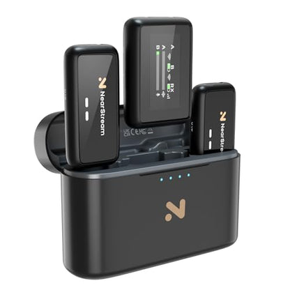 Wireless Lapel Microphone for iPhone/Android/Camera/PC (AWM20T) | Wireless Lavalier Microphone with Noise Cancellation, 656ft Transmission, LCD Display, 20H Battery Life - style: 2TX+1RX+Charging Case