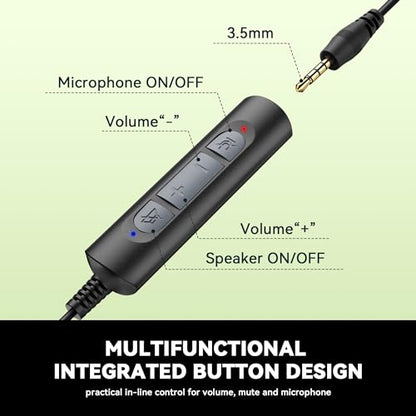 Wantek USB & 3.5mm Headset with Mic for PC/Laptop,Wired Headset with Noise-Cancelling Microphone & Audio Controls Perfect for Home Office Online Class Skype Zoom Call Center Webinar,Monaural - color: USB+3.5mm(Monaural)