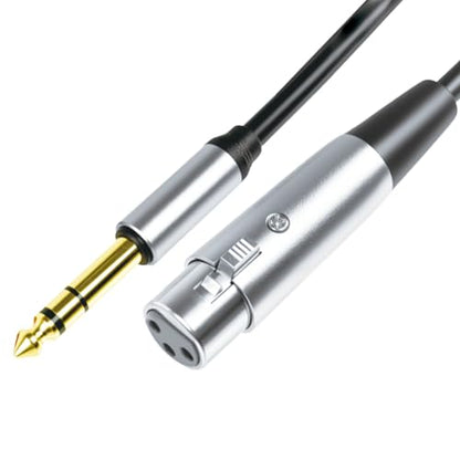 1/4 Inch TRS to XLR Female Balanced Cable, 6.35mm Male to 3-Pin XLR, 10Ft, for Microphone, Mixer, Speaker, Studio - color: grey, size: 10Ft