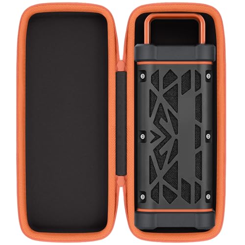 for TRAVOR Magnetic Bluetooth Speaker Hard Carrying Case,Black+Orange | Travel Protective Storage Bag with Handle, Shockproof EVA Shell and Soft Lining, Shockproof Protective Storage Case - color: Black Case + Orange Zipper