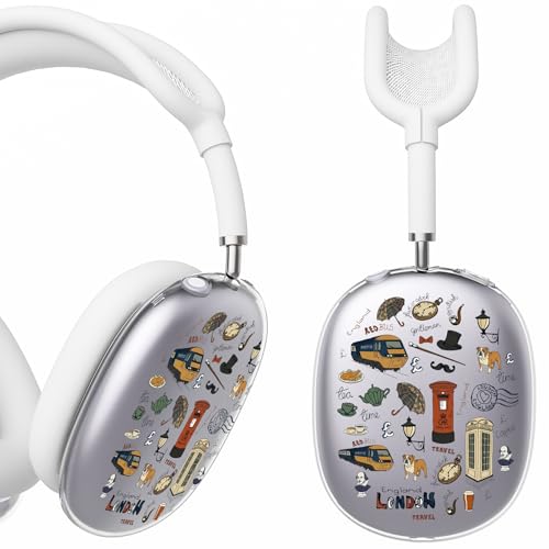 for AirPods Max Headphones London Ear Covers for AirPods Max 2 | Cute City Clear Ear Cups Cover | White Silicone Ear Pad Case Headband Cover for Apple AirPods Max 2/1 (2026/2024/2020) - color: London/White