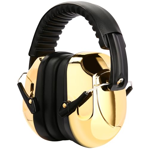 ProCase NRR 28dB Noise Reduction Ear Muffs, Foldable Adjustable Noise Cancelling Headphones - color: 1 - Metallic Gold
