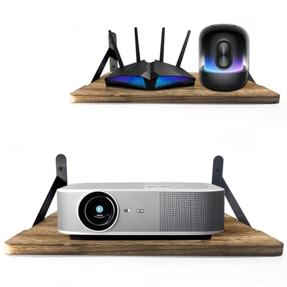 Projector Shelf – Solid Wood Wall-Mount Shelf, Holds Up to 30 lbs, Perfect for Projector, Speaker, Router, WiFi, Modem – Available in 2 Sizes