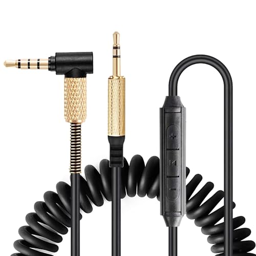 FAAEAL QC45 Coiled Audio Cable Replacement for Bose QC35 QC25 NC700 JBL E45BT E55BT E65BTNC 750NC Headphones, 2.5mm to 3.5mm(1/8”) in-line Mic Control Extension Aux Cord 8ft - size: 4.2ft-8ft(new style mic)
