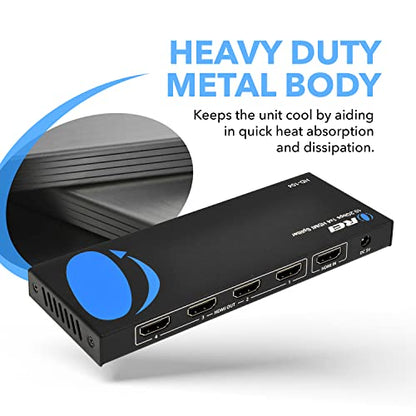 OREI HDMI Splitter 1 in 4 Out – 4K@30Hz HDMI 2.0 Splitter with HDCP 1.4, EDID Management, and LPCM/Dolby/DTS Audio Support–Compact Plug & Play Design (Pack of 2) - size: 1x4 (Pack of 2)