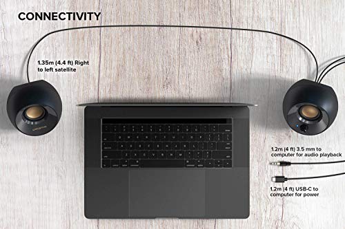 Creative Pebble V2, 2.0 USB Desktop Stereo Speakers for PC/Laptop, Black | 2.0 desktop speakers, USB-Powered, Compact, Stereo, Desktop Speakers, PC Audio, Minimal Design, Laptop Speakers, Black