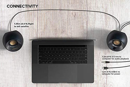 Creative Pebble V2, 2.0 USB Desktop Stereo Speakers for PC/Laptop, Black | 2.0 desktop speakers, USB-Powered, Compact, Stereo, Desktop Speakers, PC Audio, Minimal Design, Laptop Speakers, Black