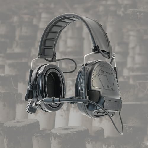 Tactical Headset Hearing Protection Sound Pickup Earmuff+U94 PTT+Detachable 7.0mm Cable for Airsoft Sports-HC5PRO (Black) - color: Black