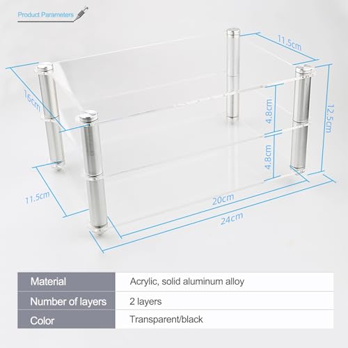 3 Tier Audio Rack Tower Small Stereo Cabinet, Mini Acrylic AV Media Stand Small Desktop Rack, Perfect for DVD Players/Game Console/TV Box(Black) - color: Black