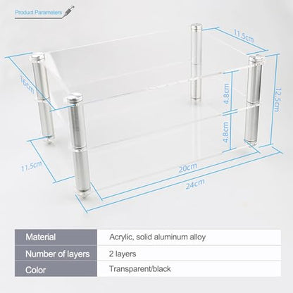 3 Tier Audio Rack Tower Small Stereo Cabinet, Mini Acrylic AV Media Stand Small Desktop Rack, Perfect for DVD Players/Game Console/TV Box(Black) - color: Black