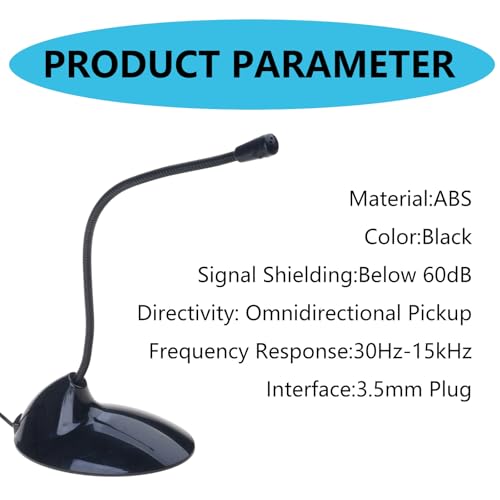 Computer Microphone Plug &for Play Desktop Omnidirectional Condenser Laptop Mic Perfect for Video Conferencing, Dicta