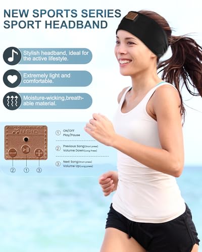 2-Pack Sleeping Headphones, Headband Headphones with Thin Speakers - color: Black&Grey