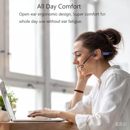 Bone Conduction Bluetooth Headphones with ENC Boom Mic Wireless Computer Headsets with Mic Noise Canceling Open Ear 8H Playtime Multi-Device Pairing for Sports Work Driving Study - color: Dark Grey