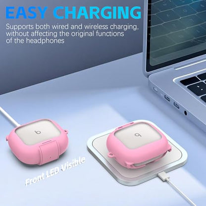 Secure Lock Case for Powerbeats Pro 2 with Phone Stand, LAKSDIURT Shockpoof Protection Cover Compatible with Beats Powerbeats Pro 2 Earbuds Clear Power Pro2 Case with Cleaner Kit & Keychain (Pink) - color: Pink