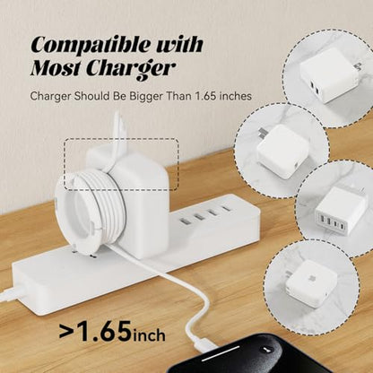 Silicone Collapsible Cord Wrap Foldable Charger Organizer(Black&White) | Wired Manager Holder, Wrap Winder, Cable Management, Travel Essentials, Compatible with MacBook PC Charger Adapter - size: For PC Charger