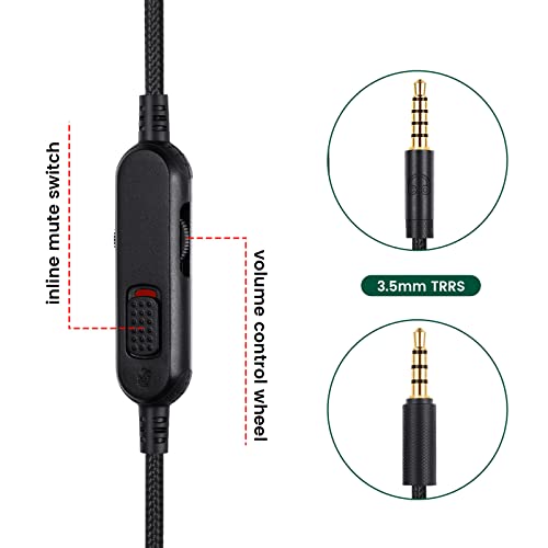 G Pro X Cord, Detachable Gaming Headset Cable for Logitech G Pro / G433 | G233 Wire - 3.5mm(1/8") Nylon Braided with Inline Mute Switch and Volume Controller, 6ft Long - style: Mute and Vol Controller