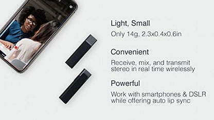 SmartMike+ Wireless Bluetooth Microphone for Content Creators - Rechargeable, Hands-Free Clip-on Lavalier Lape (Black - 2 Pack)