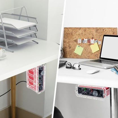 Under Desk Holder for Scarlett Solo 3rd Gen, Acrylic Under Desk Shelf Organizer Under Desk Mount Wall Mount Holder (Transparent) - color: Transparent