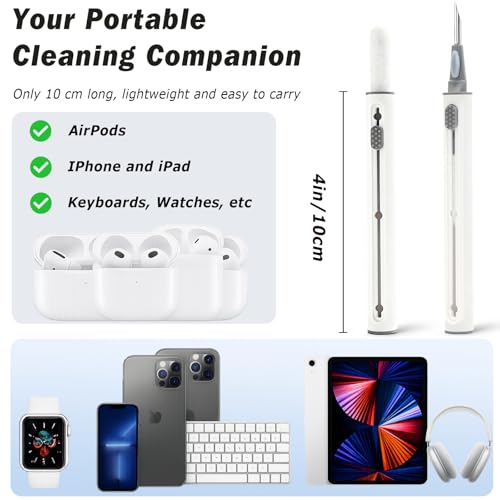 4-Piece Earbud Cleaning Kit for AirPods Pro 1/2/3 – Multi-Function Cleaning Pen with Flocking Sponge, Brush & Metal Tip for Bluetooth Headsets & Charging Cases