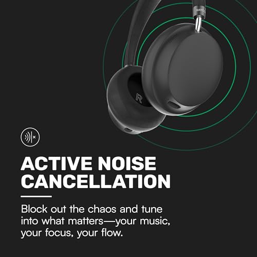 Raycon Essential Bluetooth Headphones - Over The Ear, Active Noise Cancelling Wireless Headphones + Awareness Mode, Bluetooth Headset with Mic, 50 Hours of Battery Life (Purple) - color: Purple