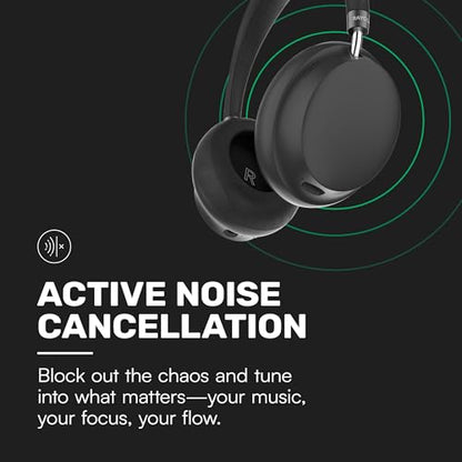 Raycon Essential Bluetooth Headphones - Over The Ear, Active Noise Cancelling Wireless Headphones + Awareness Mode, Bluetooth Headset with Mic, 50 Hours of Battery Life (White) - color: White