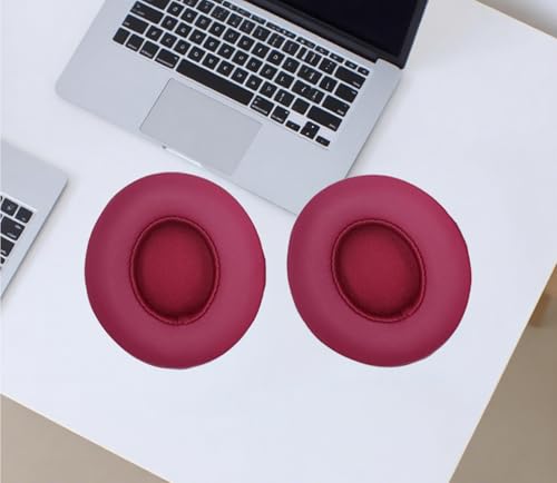 Headphone Replacement Ear Pad Cover Compatible with Beats by Dre Solo3 Solo2 Wired Wireless Headphones Protein Leather Memory Foam Headphone Cushion Ear Muffs-Dark Brick red - color: dark brick red