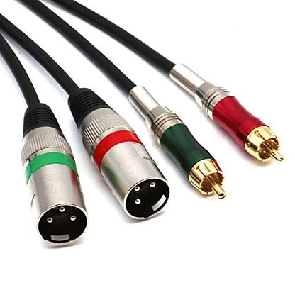 Dual XLR to RCA Cable,2 XLR Male to 2 RCA Phono Plug HiFi Audio Cable for Amplifier Mixer Microphone Patch Cable (5FT/1.5M) - color: 1.5m (2XLR-2RCA)