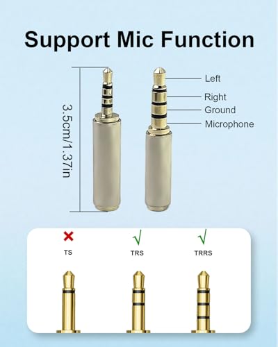 2pcs 2.5mm Male to 3.5mm Female and 3.5mm Male to 2.5mm Female Adapter, 3 Ring Jack 2.5 to 3.5 Audio Adapter Stereo Converter for Smartphones, Headphone, Mic, Tablets