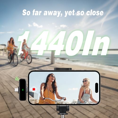 Wireless Lavalier Microphone for iPhone/Android - Dual Mini Noise Canceling Mic with Charging Case(30H), USB-C/Lightning Clip-on Microphone for Video Recording Streaming Podcast Vlogging（Gray）