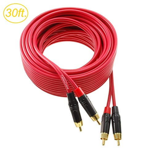 CablesOnline, 30ft. Two-RCA Male to Two-RCA Male Gold-Plated Ultra-Flexible Red Premium Audio Cable, AV-430QR - size: 30ft.