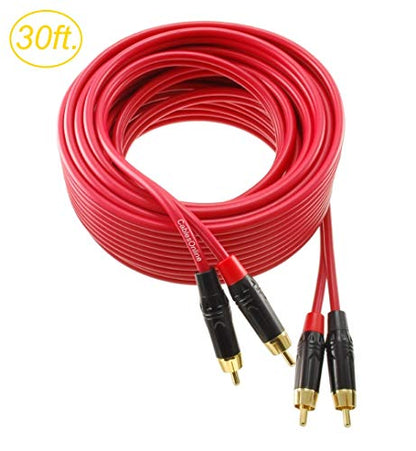 CablesOnline, 30ft. Two-RCA Male to Two-RCA Male Gold-Plated Ultra-Flexible Red Premium Audio Cable, AV-430QR - size: 30ft.