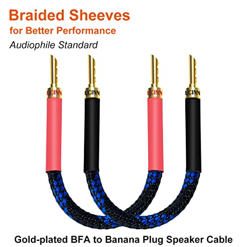 UCINNOVATE 11 AWG HiFi Gold Plated Speaker Wire, 20cm Audiophile OFC with BFA Banana Plugs, 4 Pack for HiFi Audio System, Bi-Wire Speaker Cables - size: Z Plug Bi-Wired Speaker Cable