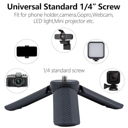 Mini Tripod with Phone Holder & Dual Cold Shoe Mount - Universal Smartphone Stand for DJI Pocket3/4 iPhone 17 Pro Max, GoPro, Webcam - Portable Desktop Tripod for Content Creation