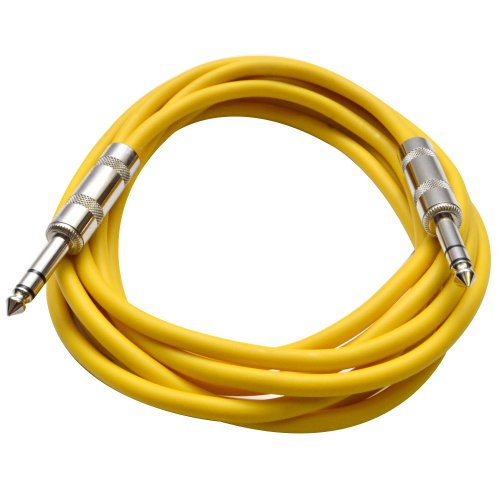 Seismic Audio SATRX-10Yellow6 6 Pack of Yellow 10' 1/4"TRS to 1/4" TRS Patch Cables - color: Yellow, size: 10 feet