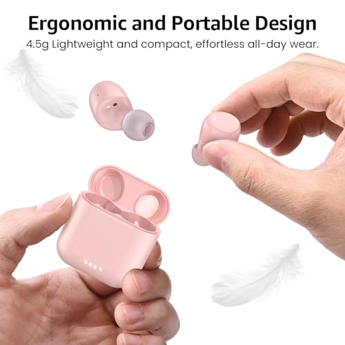 TOZO T6 Wireless Earbuds Bluetooth 5.3 Stereo Sound in Ear Headphones | 50H Long Playtime Ear buds with Charging Case, App Customizable EQs, IPX8 Waterproof Earphones, AI Calls, Deep Bass - color: Pink