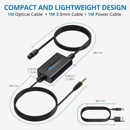 AUTOUTLET 192khz DAC Audio Converter, Optical to 3.5mm Converter, Optical Audio Cable to Aux Adapter for HDTV, Blu-Ray Players and Game Consoles - size: SPDIF to 3.5 mm no volume control, style: EFU153