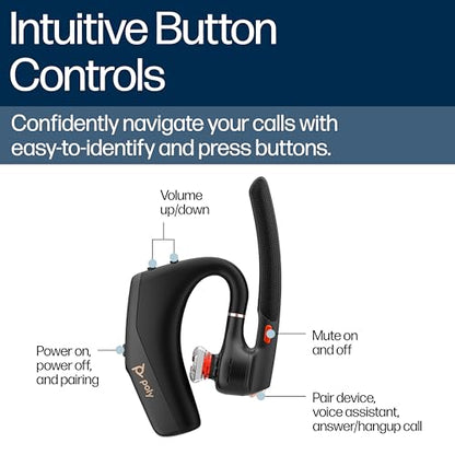 Poly Voyager Legend 50 UC Bluetooth Headset with Charging Case - 4 Noise-Canceling Mics, AI NoiseBlockAI & WindSmart Tech - Bluetooth Headphones with Mic, Smart Call Controls, All-Day Comfort - style: Legend 50 with Charging Case
