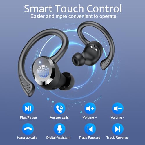 Wireless Earbuds, 2026 Bluetooth 5.4 Headphones HiFi Stereo, Bluetooth Earbuds with ENC Noise Cancelling Mic, IP7 Waterproof in Ear Earphones, 68H Dual LED Display Ear buds for Workout Sports - color: Matte black