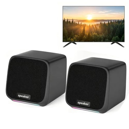 Computer Speakers USB-A Powered Wired Stereo Desktop Speakers with 3.5mm Aux Plug No Bluetooth for PC Laptop 2026, Brown - color: Brown