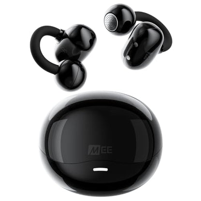 MEE audio Pebbles Air Open Ear True Wireless Earbuds - Bluetooth 5.3 Lightweight Earclip Headphones with Headset Microphone & Call Noise Reduction for Gym/Workouts/Sports and Gaming (Onyx/Black) - color: Onyx