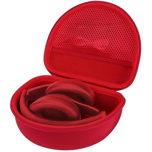 Case for Beats Solo 4/Studio Pro/Solo3/Studio3 On-Ear Headphones | Solo Pro Headphone Case, Hard Shell Shockproof, Mesh Bag Organizer, Lightweight Travel - color: Red Case
