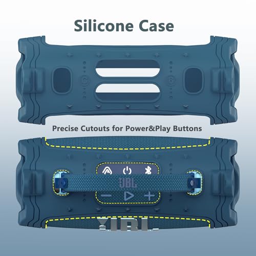 JCHPINE Silicone Cover and Carrying Case for JBL Charge 6 Bluetooth Speaker | Accessories for JBL Charge 6 AI Sound Bluetooth Speaker Protective Cases with Shoulder Strap (Blue) - color: Blue
