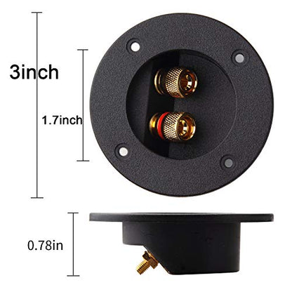 Arroyner 5Pcs 3-Inch Speaker Box Terminal Cup DIY 2-Way Speaker Box Terminal Binding Post Round Spring Cup Connector - color: Black-5pcs