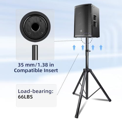2 Pack Universal Speaker Stands Pair, Height Adjustable Tripod from 35 to 60 Inch 35 MM Compatible Insert with Carrying Bag for Stage
