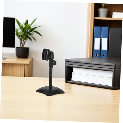 Mikinona Heavy Duty Adjustable Desktop Microphone Stand round Base, Compact Height Adjustable Mic Holder for Handheld and Heavyweight Microphones, for Video Conferences and Interviews