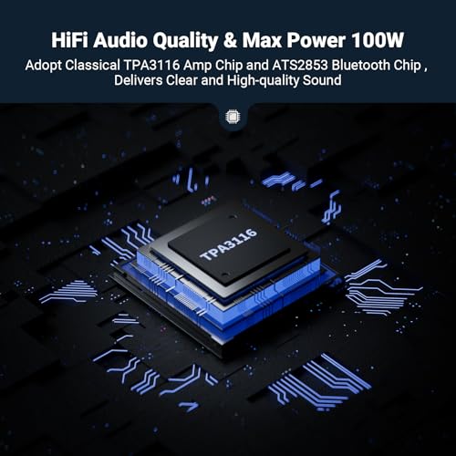 Mini Bluetooth Amplifier for Speakers, Stereo (50WX2)/Mono (100W)/Dual Mode (100WX2) Audio Amp, AUX and Bluetooth Inputs up to 20m, Bass Amplifiers for Passive Loudspeakers/Bass Shakers